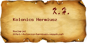 Kolonics Hermiusz névjegykártya
